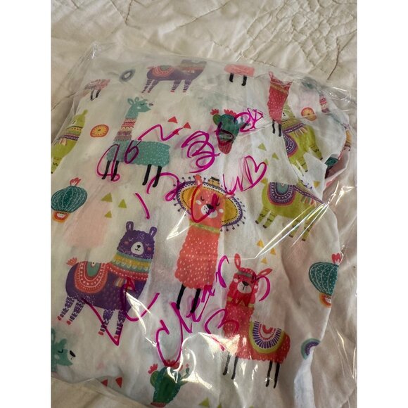 Womens Mahogany Llama Print Drawstring Pajama Set S & llama Plush Cotton lounge - Picture 5 of 10